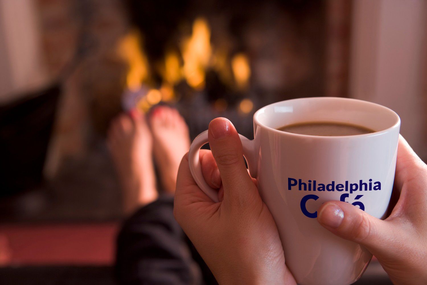 Custom printed coffee mug with Philadelphia logo