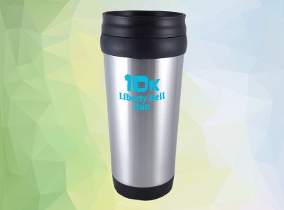 Steel Travel Tumbler with Plastic, Spill Resistant Lid imprinted with 10k Liberty Bell Run logo